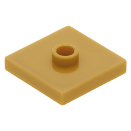 87580 Pearl Gold Plate, Modified 2 x 2 with Groove and 1 Stud in Center (Jumper)