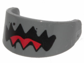 2447pb03 Dark Bluish Gray Minifigure, Visor Standard with Black Jaws and Red Tongue Pattern