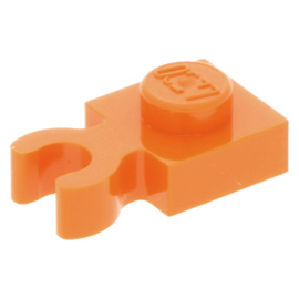 4085d/60897 Orange Plate, Modified 1 x 1 with Clip Vertical - Type 4 (thick open O clip) lip)