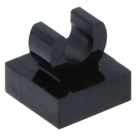 15712 / 44842 Black Tile, Modified 1 x 1 with Clip - Rounded Edges
