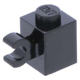 60476 Black Brick, Modified 1 x 1 with Clip Horizontal