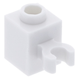 30241b White Brick, Modified 1 x 1 with Clip Vertical (open O clip) - Hollow Stud