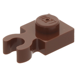 4085d/60897 Reddish Brown Plate, Modified 1 x 1 with Clip Vertical - Type 4 (thick open O clip)