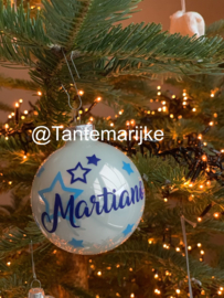 Kerstbal met naam en geboortedatum