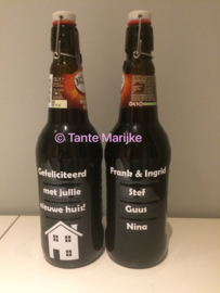 Losse sticker nieuw huis fles