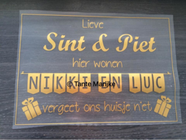 Lieve sint en piet raamsticker A3