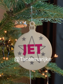 Houten kerstbal met naam