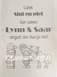 Lieve sint en piet raamsticker A4