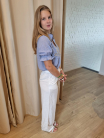 blouse met broderiedetail jeansblauw