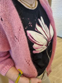 T-shirt met bloem roze