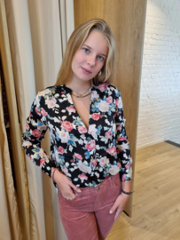blouse bloemenprint zwart