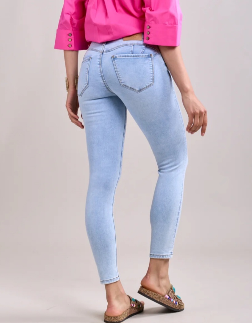 Toxik mediumhoge taille raw bleached denim super push up L21164-16
