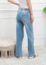 FR hoge taille wide fit washed jeans blue