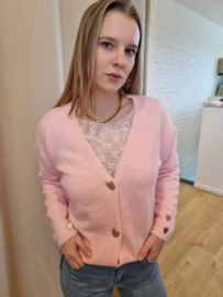 cardigan met hartjes roze