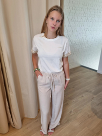 T-shirt met kanten detail aan de mouwen Paris wit