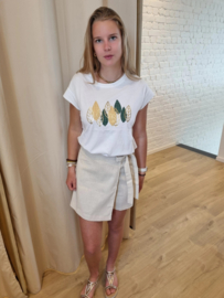 T-shirt met veertjes kaki