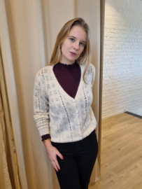 cardigan met motief crème