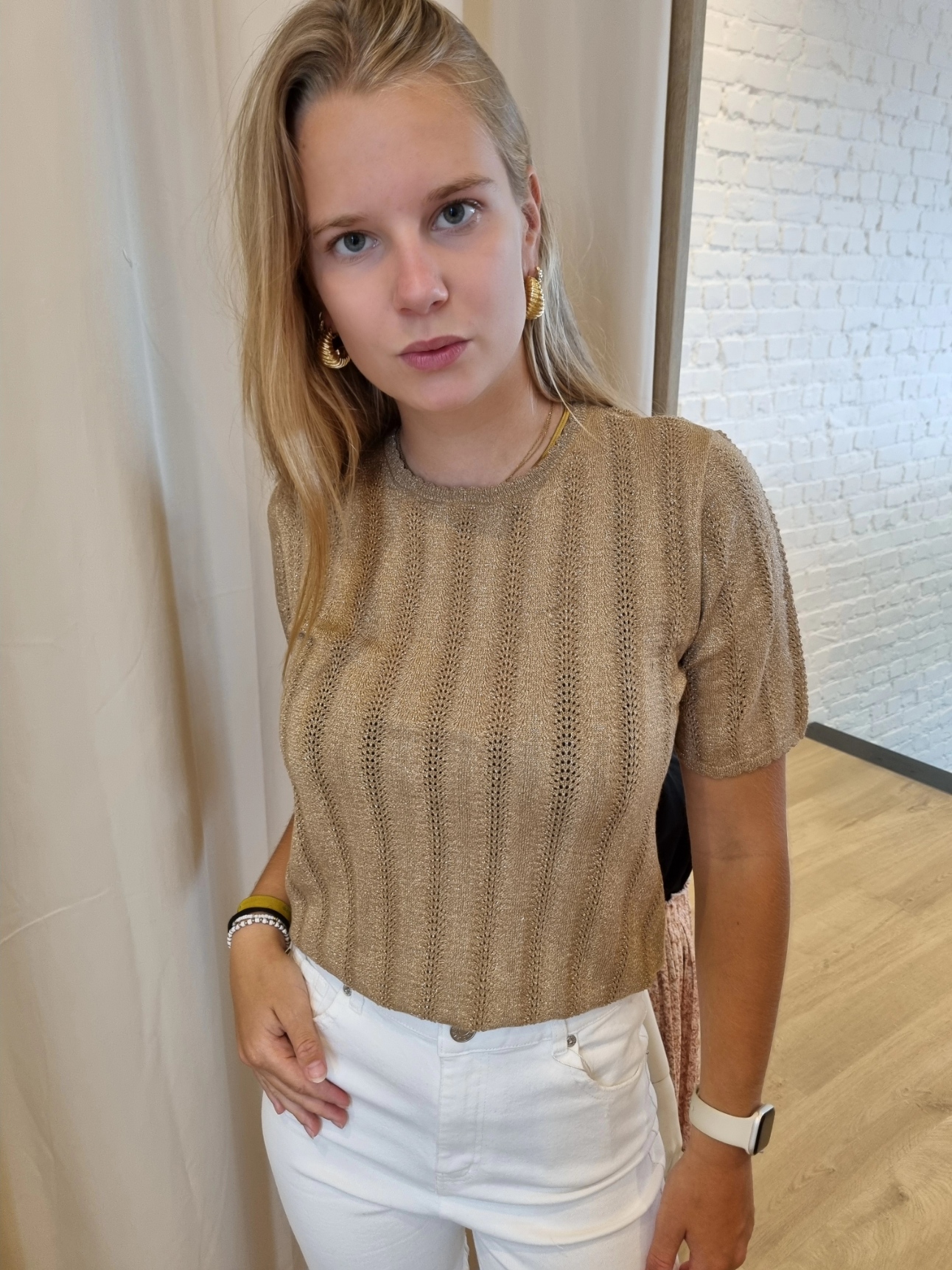 JDYBEAUTY 2/4 O-NECK PULLOVER KNT lurex camel