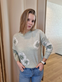 JDYFLORIS L/S JACQUARD PULLOVER KNT groen