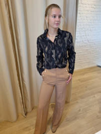 geklede broek met brede pijp  camel