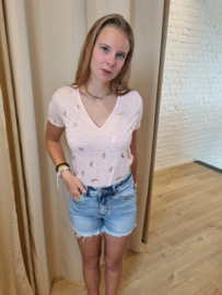 JDYDORA DODO S/S FOIL V-NECK TOP JRS roze