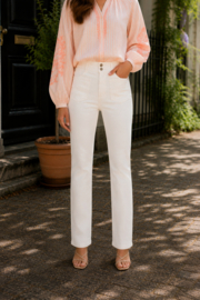 Folyrose LESLIE FIT hoge taille wide fit broderie crème