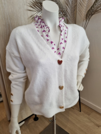 cardigan met hartjes ecru