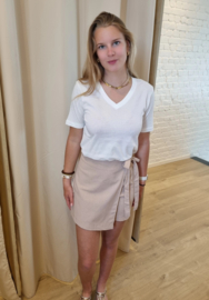 linnen short/rokje donkerbeige