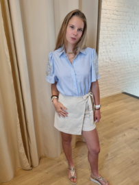linnen short/rokje lichtbeige
