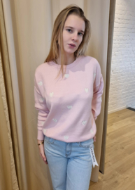 trui met hartjes lichtroze