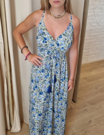 jurk blauwe print flosjes