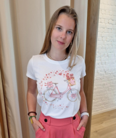 T-shirt fiets koraal
