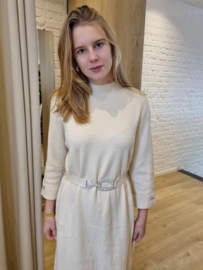ecru gebreide jurk met strass riem