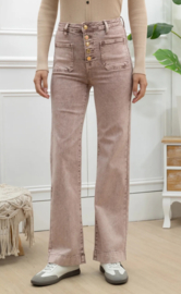 FR hoge taille wide fit met knoopdetail hibiscus rose