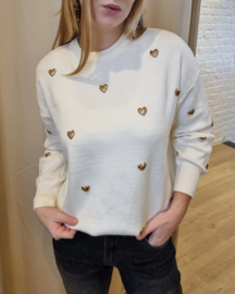 trui met gouden hartjes ecru
