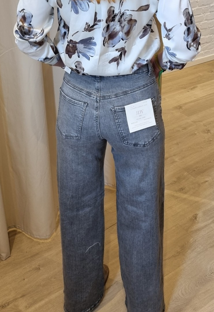 Hoge taille wide jeans JDY lichtgrijs