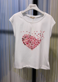 T-shirt rode print en strass