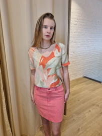 stretch jeansrok koraal KILKY