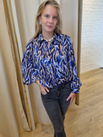 blouse met blauw-roze print