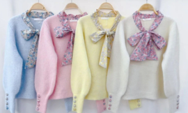 trui met gekleurde strik geel