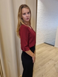 blouse met V-hals en 3/4 mouw JDY bordeaux