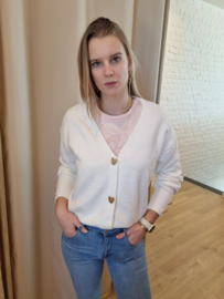 cardigan met hartjes ecru