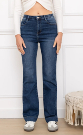 Folyrose LESLIE FIT donkerblauw - dark blue jeans - hoge taille STRAIGHT FIT- WIDE LEG