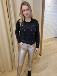 cardigan met gouden hartjes zwart