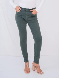middelhoge taille flex stretch mosgroen