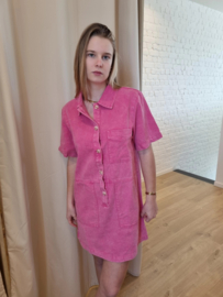 stevige katoenen jurk met zakje fuchsia KILKY