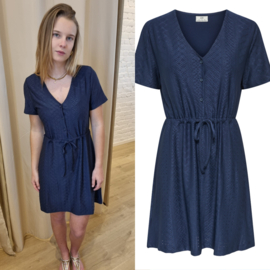 JDYCATHINKA SS V NECK BELT DRESS JRS DIA marineblauw