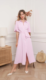maxi-jurk met lossere mouwtjes lichtroze