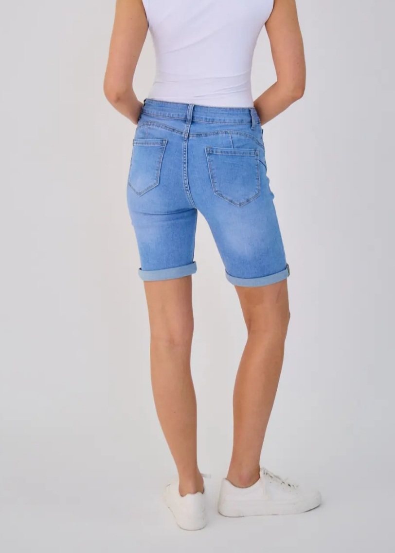 super stretch shortje met omslag jeans push up ALH1625