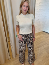 losse broek in viscose met camel luipaardprint